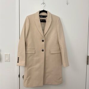 Zara Manteco Wool Cream Coat